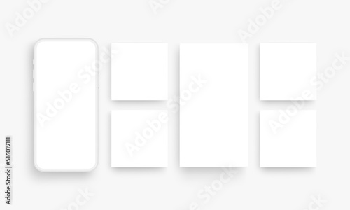 Clay Smartphone With Blank App Screens For Social Media Posts. Vector Illustration
