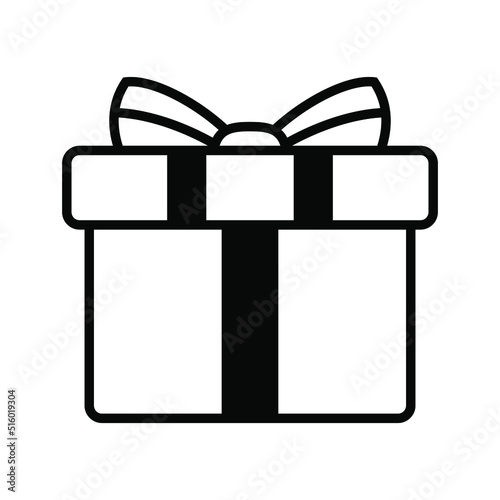 Present gift box icon. Vector isolated element. Christmas gift icon illustration vector symbol. Surprise present design. Stock vector.