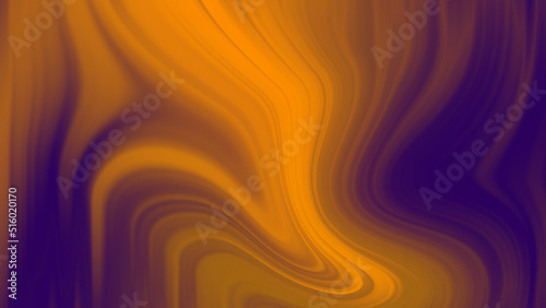 Fluid vibrant gradient of purple orange colors with smooth movement in the frame turns left with copy space. Abstract lines background and Halloween concept