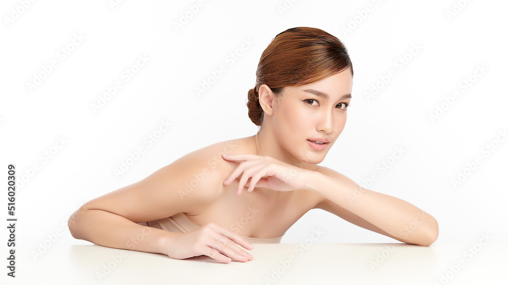 Beautiful young asian woman with clean fresh skin on white background, Face care, Facial treatment, Cosmetology, beauty and spa, Asian women portrait. Beautiful young asian woman with clean fresh skin on white background, Face care, Facial treatment, Cosmetology, beauty and spa, Asian women portrait.