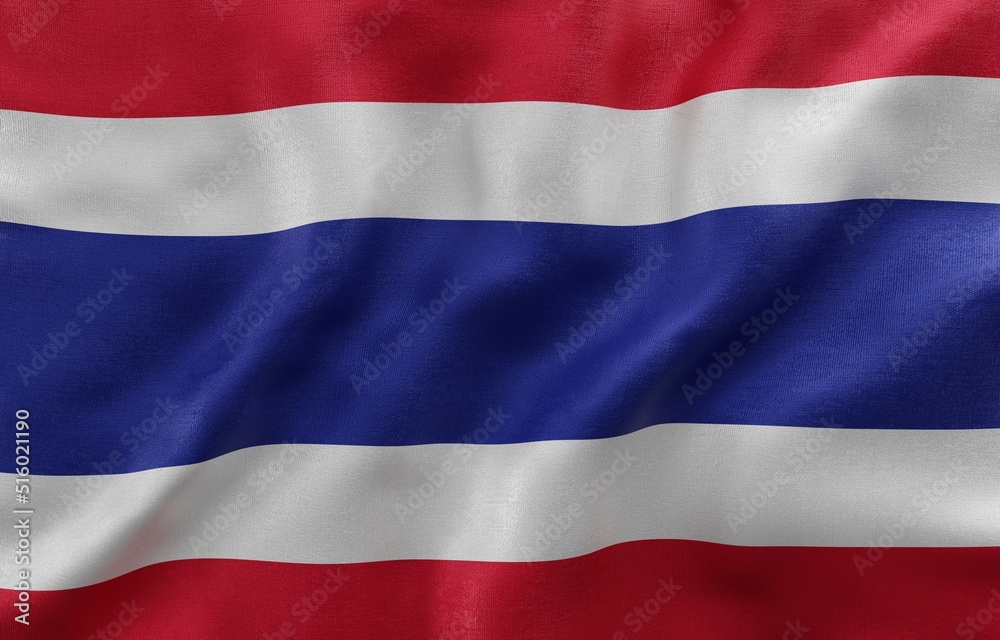 Flag of Thailand background, Close-Up waving flag. 3d Rendering Flag of Thailand background, Close-Up waving flag. 3d Rendering