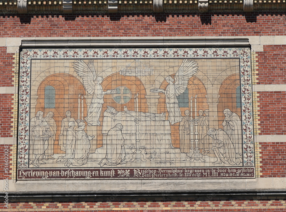 Amsterdam Rijksmuseum Exterior Detail with Tile Tableau, Netherlands