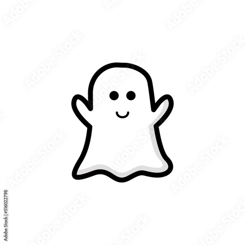 Cute ghost doodle illustration vector graphic.