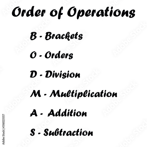 BODMAS rule. Order of operations in mathematics