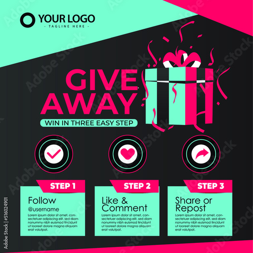Giveaway banner template gift social media follow like share