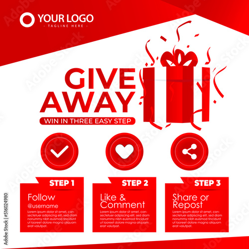 Giveaway banner template gift social media follow like share