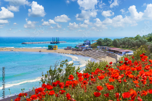 Landscape with Eforie Sud beach at Black Sea Coast, Romania photo