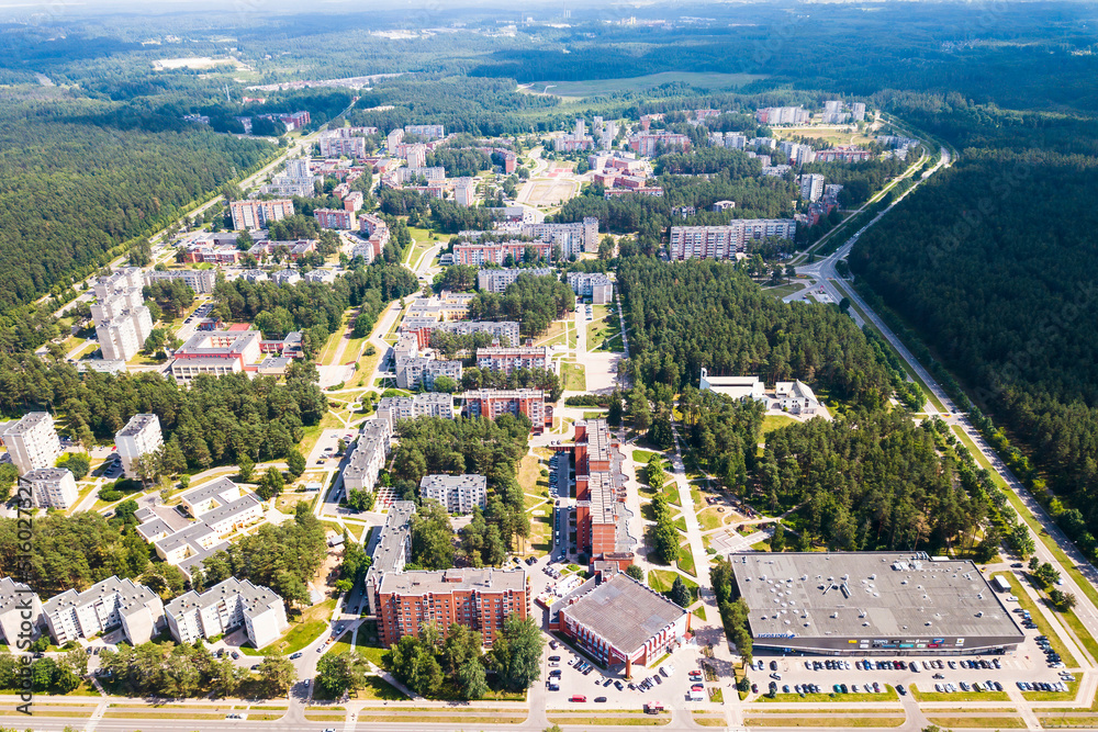 Aerial view of Visaginas town. Visaginas, Lithuania.