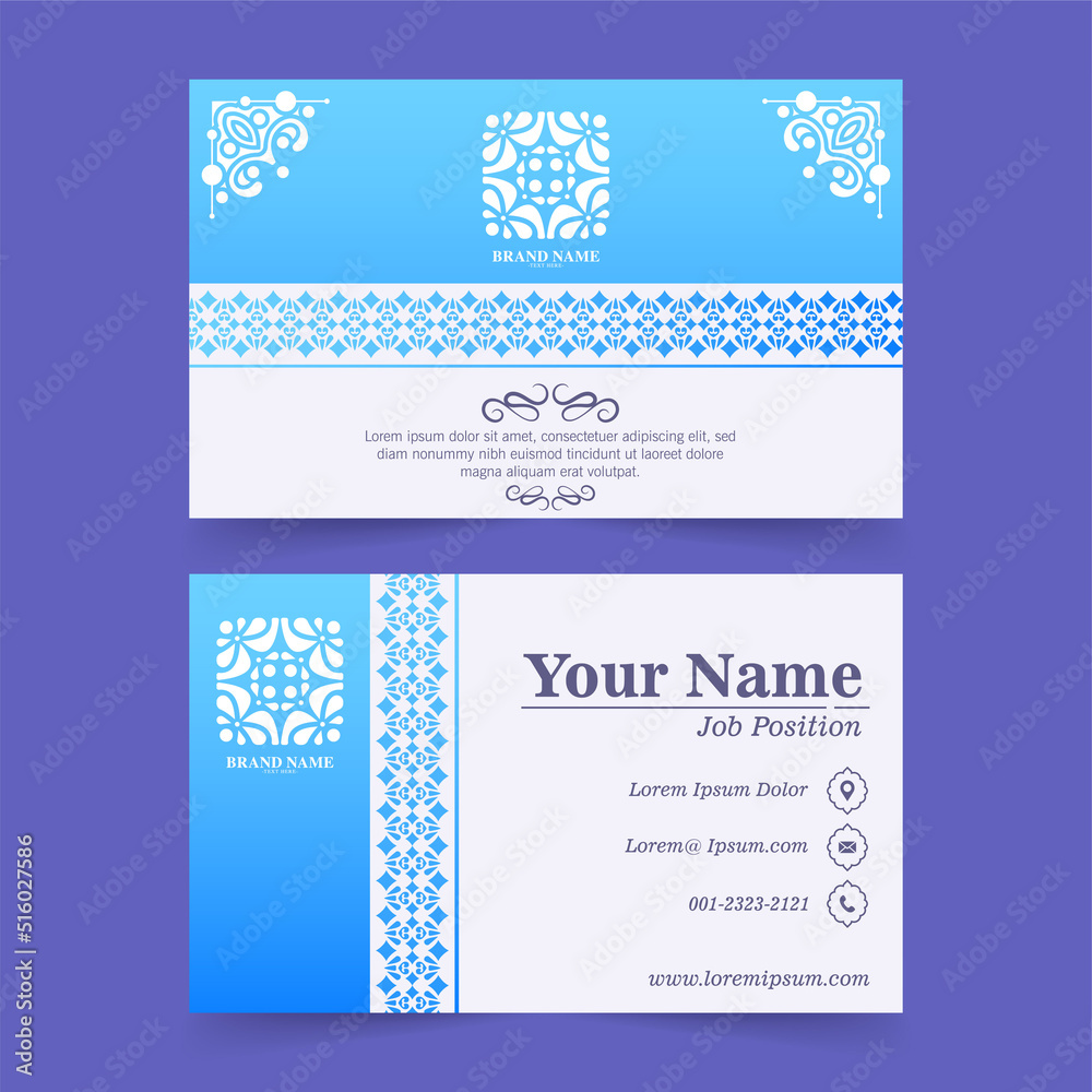 Blue ornamental logos and business cards template