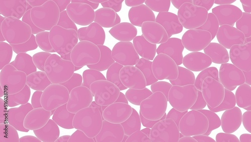 many pink hearts 3D rendered