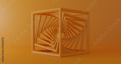 Symmetric pattern wire cube 3d rendered