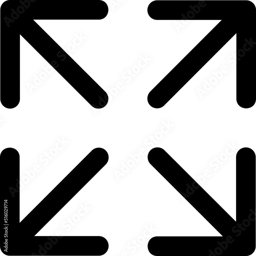 Enlarge sign, four arrows in four corners, maximize vector icon. photo