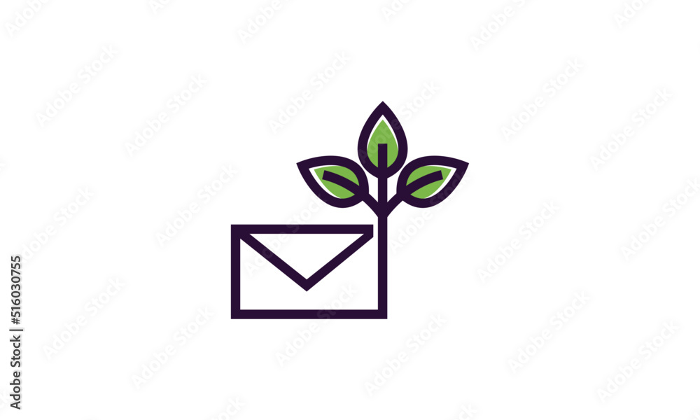 Vector illustration of a tree branch email logo. Green email logo icon, Green leaf logo , good for your logo business Vector illustration of a tree branch email logo. Green email logo icon, Green leaf logo , good for your logo business