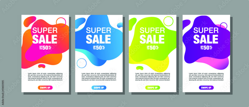 Vector modern fluid dynamic super sale banners design