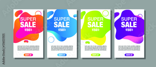 Vector modern fluid dynamic super sale banners design