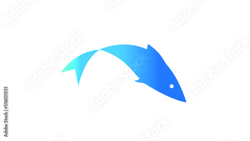Blue fish icon logo concept vector illustration