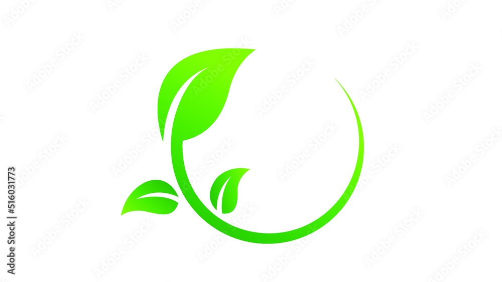 Green labels concept with leaves logo vector illustration