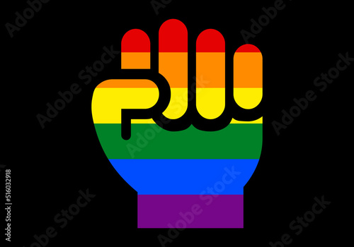 Lucha LGTBIQ+ con el puño en señal de lucha 