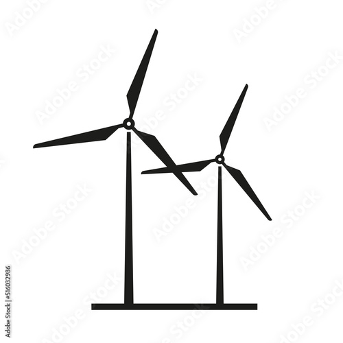 Wind turbines icon. Vector windmill isolated on white. Alternative energy concept.