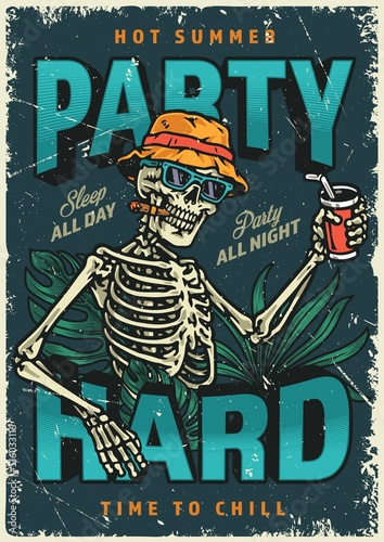 Hard party colorful poster vintage