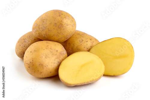 Fresh potatoes  organic potato  isolated on white background.