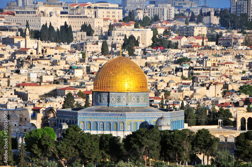 Golden roof of the famous mosque in Jerusalem  Israel