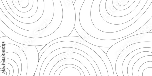 Vector line art from geometric round shapes in the form of a rainbow, mountains, fields