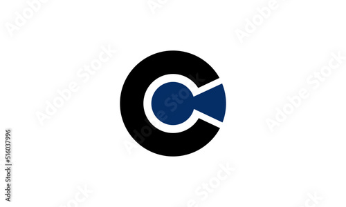 Letter C, Secure Logo With Key Hole Symbol
