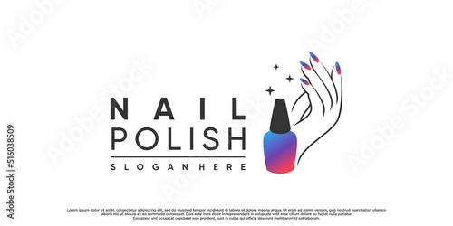 Nail polish or nail studio logo design for beauty salon with modern concept Premium Vector