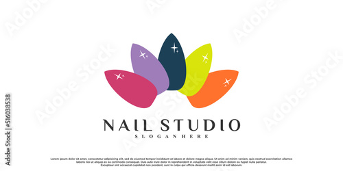 Nail polish or nail studio logo design for beauty salon with unique concept Premium Vector