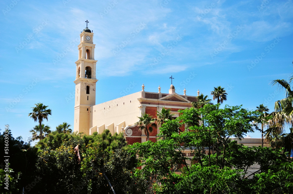 Obraz premium Photo of a church in the old city of Tel Aviv, Israel