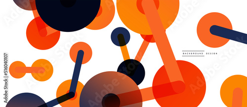 Abstract background. Round dots connected by lines. Trendy techno business template for wallpaper, banner, background or landing