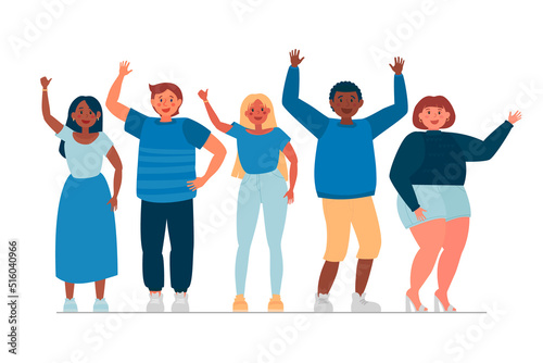 People with different skin colors. Modern flat illustration.