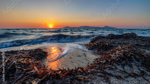 sunset at the beach in kos