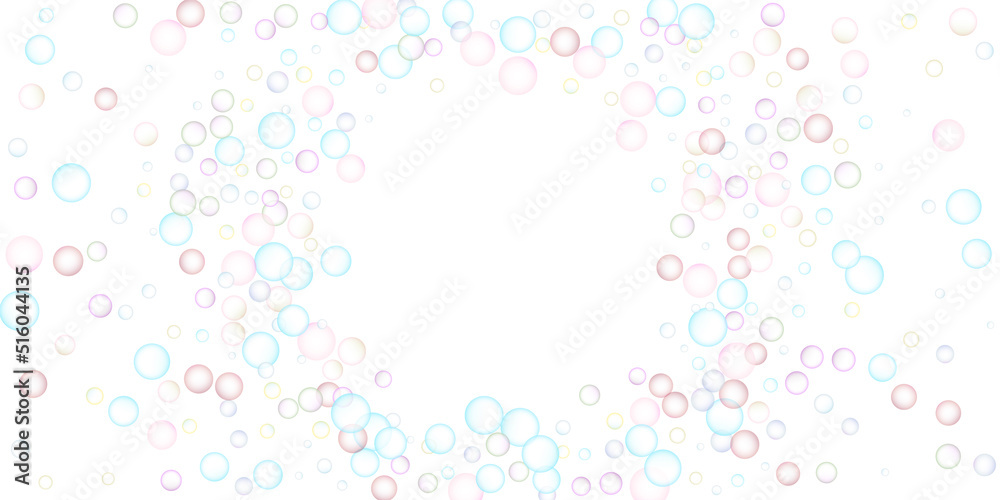 Soap bubbles flew randomly on a white background. Vector