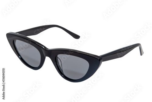 Cateye sunglasses for women black frame with grey shades top front view