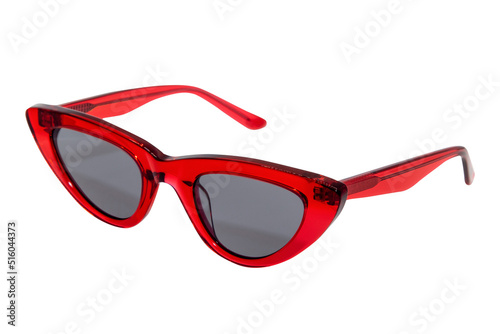 Cateye sunglasses for women red frame with grey shades top front view