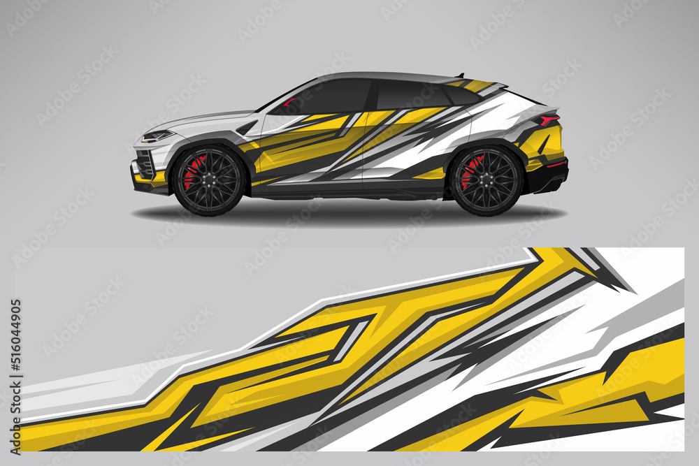 Car wrap decal design vector, custom livery race rally car vehicle sticker and tinting.