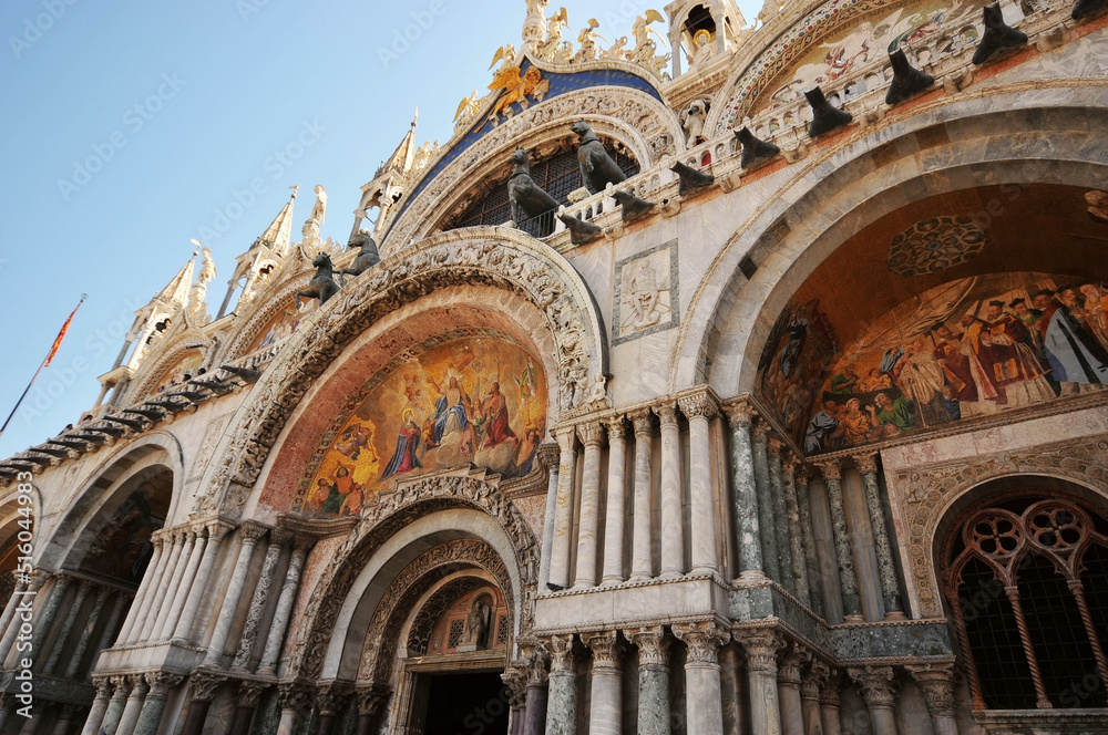 Partial photo of the famous St. Mark's Church in Venice