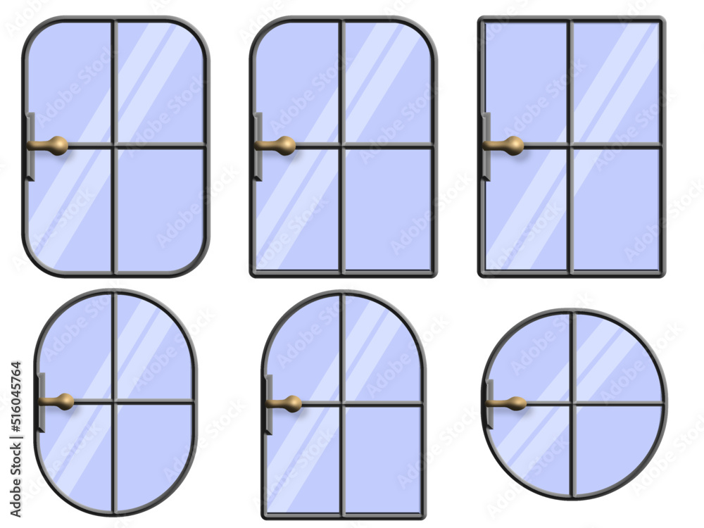 Vector windows set on white