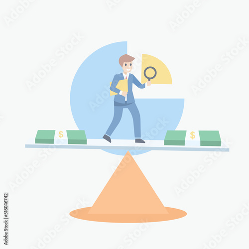 Portfolio Optimization and Risk equity Rebalance,
Analyze and measurement compare investment performance,Money management, financial plan or wealth,Vector illustration.