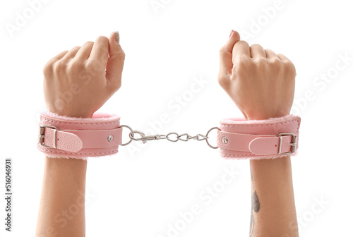 Female hands with handcuffs...