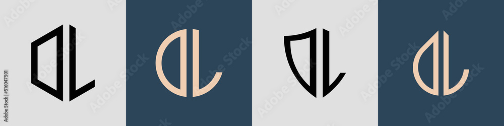 Creative simple Initial Letters DL Logo Designs Bundle. - obrazy, fototapety, plakaty 