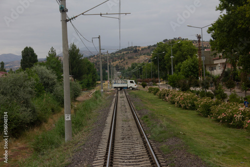 train track in nature and forest