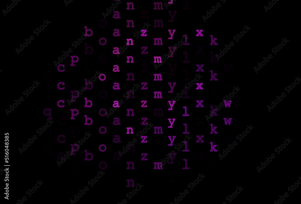 Dark purple vector template with isolated letters. Dark purple vector template with isolated letters.