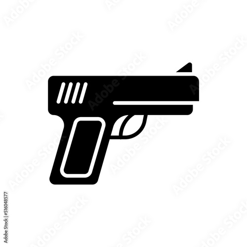 Gun black icon on white background. Vector illustration