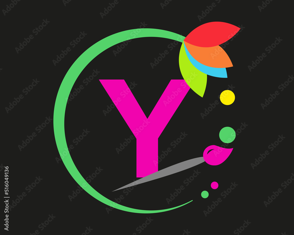 Y Letter Logo Design multiple Color with Round Frame.