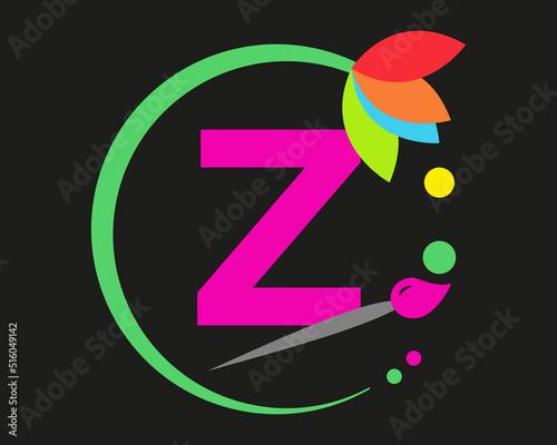 Z Letter Logo Design multiple Color with Round Frame.