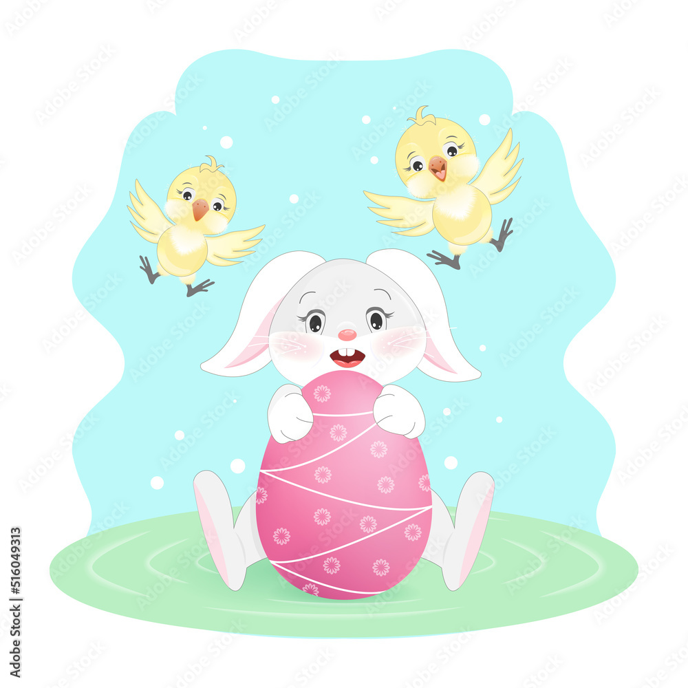 rabbit and chickens, spring, easter