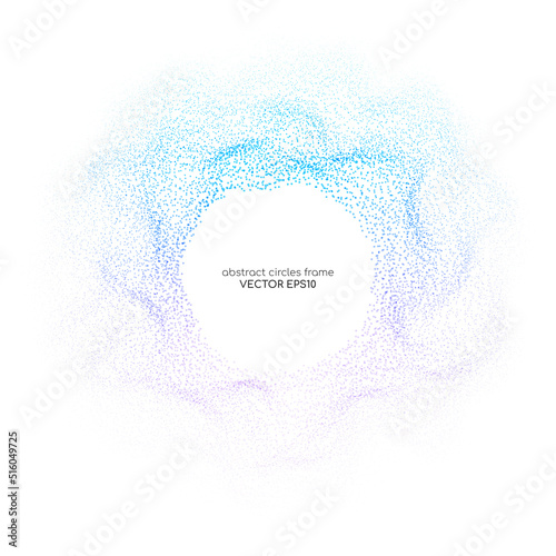 Abstract 3D sphere dot particle light flowing wave colorful blue purple pink gradient isolated on white background. Vector in concept of AI technology, science, music, modern.